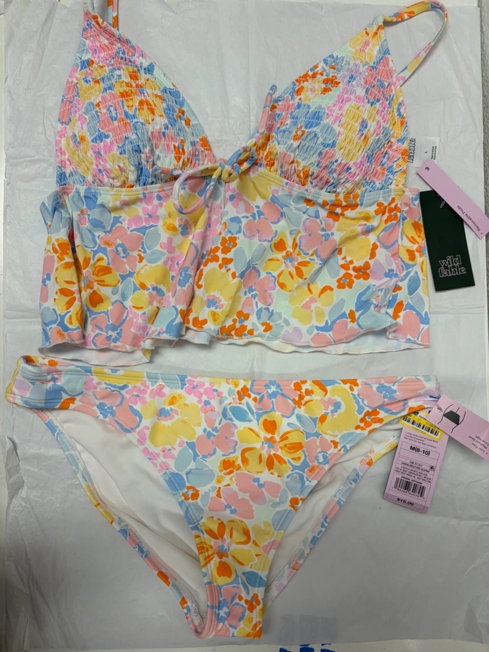 Floral Bikini Set Large Top Medium Bottom #865